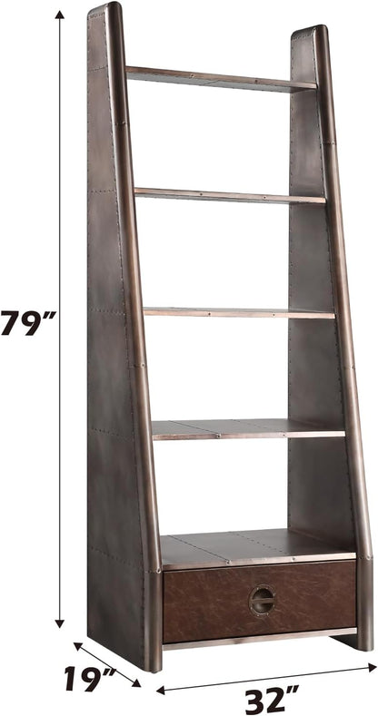 Leather Bookcase & Storage Shelf 🪑 Stylish Home Organizer 🌿 Elegant Morocco Design for Living Room & Office