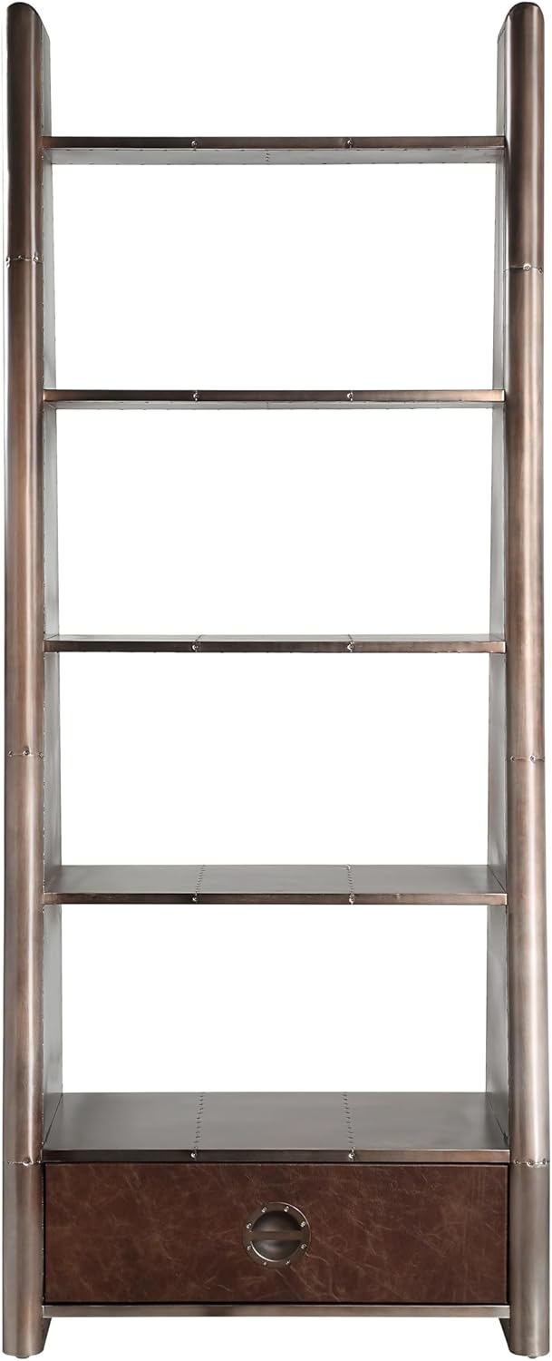 Leather Bookcase & Storage Shelf 🪑 Stylish Home Organizer 🌿 Elegant Morocco Design for Living Room & Office