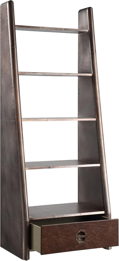 Leather Bookcase & Storage Shelf 🪑 Stylish Home Organizer 🌿 Elegant Morocco Design for Living Room & Office