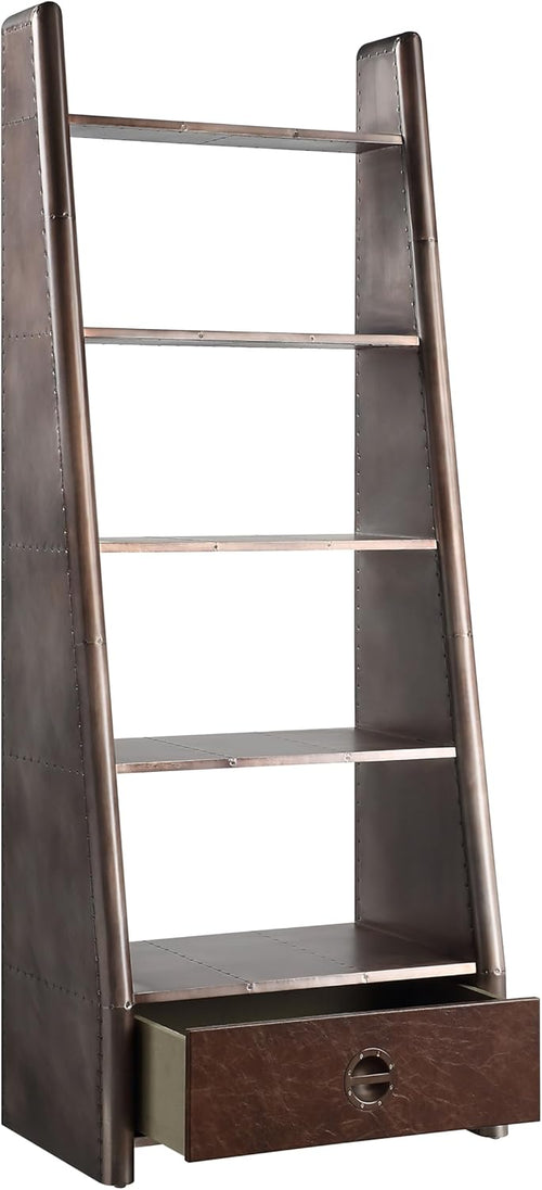Leather Bookcase & Storage Shelf 🪑 Stylish Home Organizer 🌿 Elegant Morocco Design for Living Room & Office