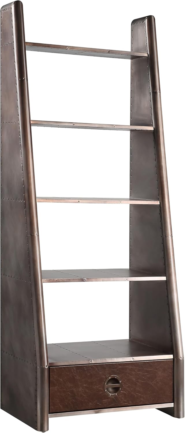 Leather Bookcase & Storage Shelf 🪑 Stylish Home Organizer 🌿 Elegant Morocco Design for Living Room & Office