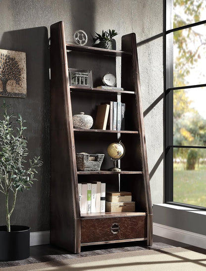 Leather Bookcase & Storage Shelf 🪑 Stylish Home Organizer 🌿 Elegant Morocco Design for Living Room & Office